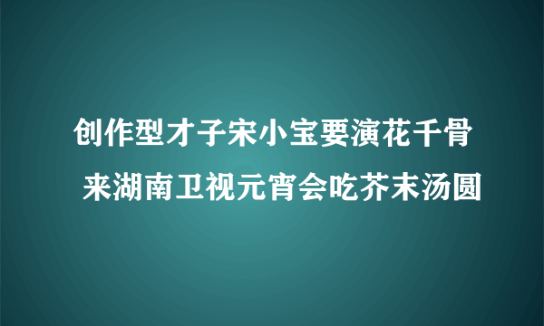 创作型才子宋小宝要演花千骨 来湖南卫视元宵会吃芥末汤圆