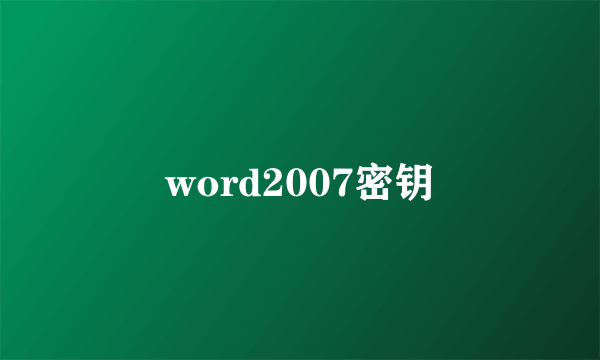 word2007密钥