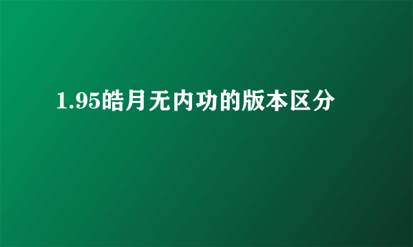 1.95皓月无内功的版本区分