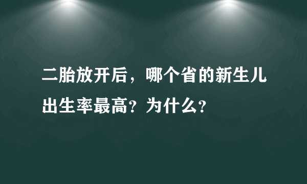 二胎放开后，哪个省的新生儿出生率最高？为什么？