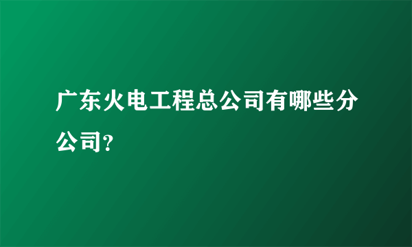 广东火电工程总公司有哪些分公司？