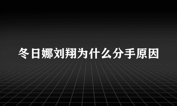 冬日娜刘翔为什么分手原因