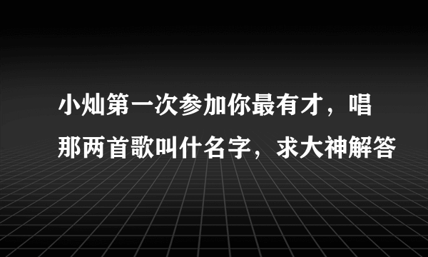 小灿第一次参加你最有才，唱那两首歌叫什名字，求大神解答