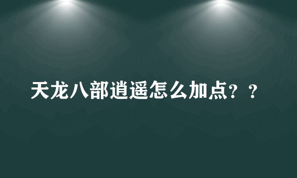 天龙八部逍遥怎么加点？？