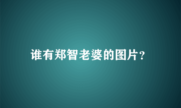 谁有郑智老婆的图片？