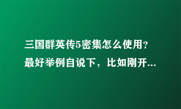 三国群英传5密集怎么使用？最好举例自说下，比如刚开始要带木人铜铃？？？