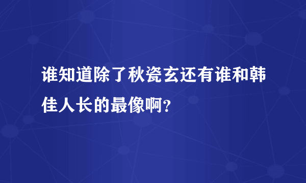 谁知道除了秋瓷玄还有谁和韩佳人长的最像啊？