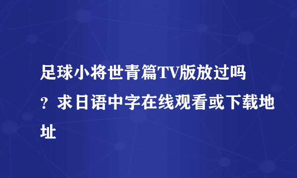 足球小将世青篇TV版放过吗？求日语中字在线观看或下载地址