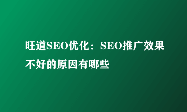 旺道SEO优化：SEO推广效果不好的原因有哪些