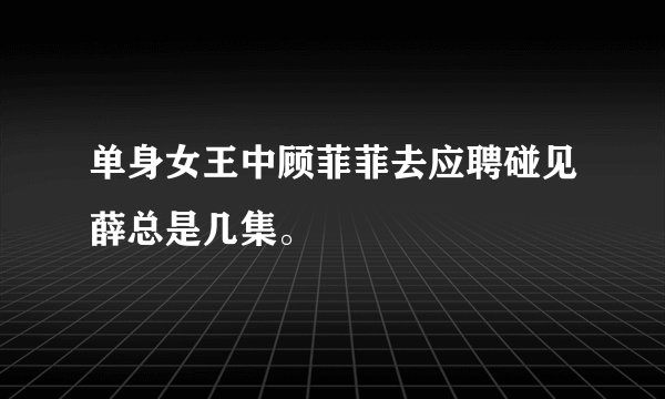 单身女王中顾菲菲去应聘碰见薛总是几集。