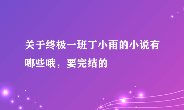 关于终极一班丁小雨的小说有哪些哦，要完结的