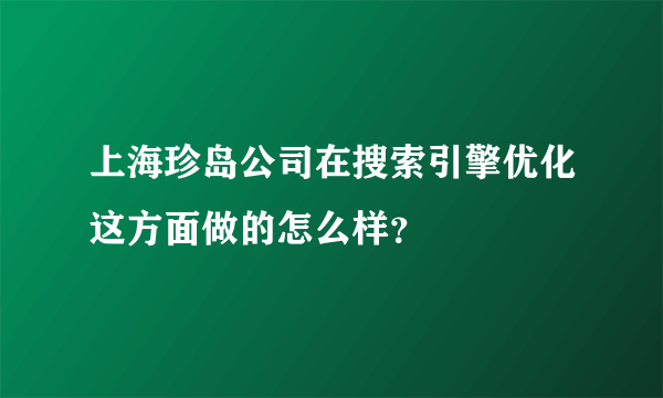 上海珍岛公司在搜索引擎优化这方面做的怎么样？