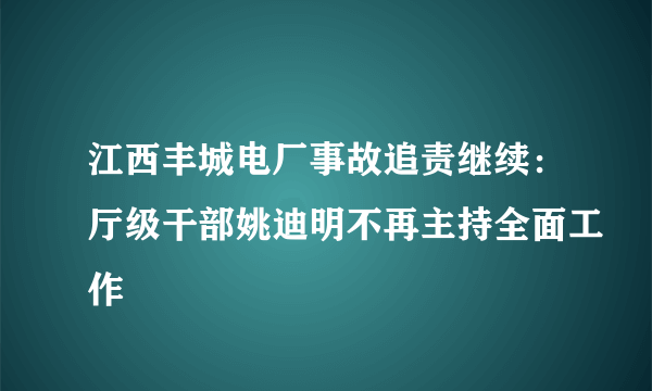 江西丰城电厂事故追责继续：厅级干部姚迪明不再主持全面工作