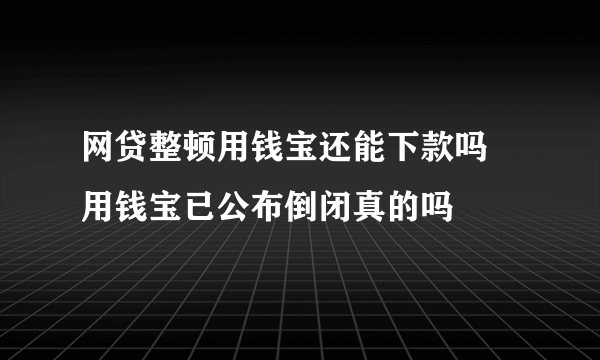 网贷整顿用钱宝还能下款吗 用钱宝已公布倒闭真的吗