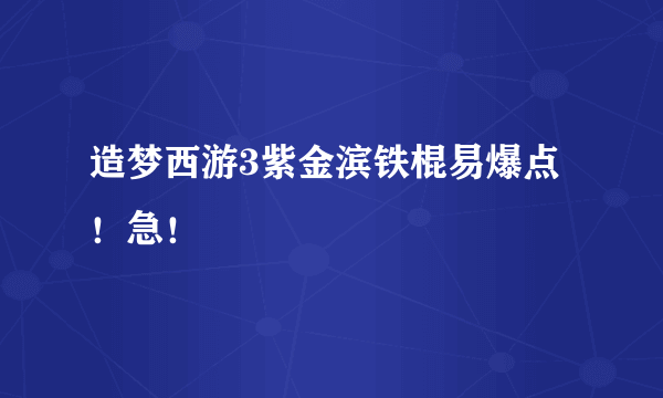 造梦西游3紫金滨铁棍易爆点！急！