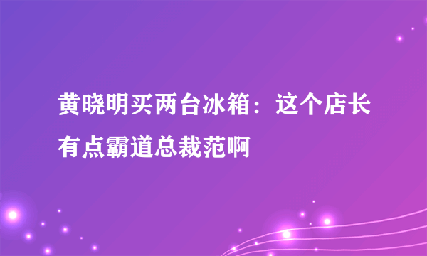 黄晓明买两台冰箱：这个店长有点霸道总裁范啊