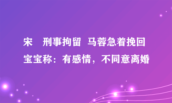 宋喆刑事拘留  马蓉急着挽回宝宝称：有感情，不同意离婚