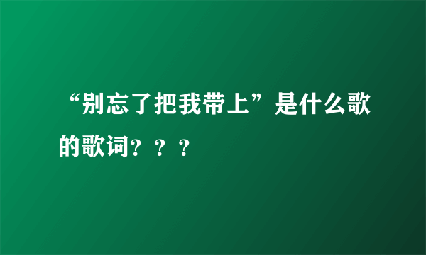 “别忘了把我带上”是什么歌的歌词？？？