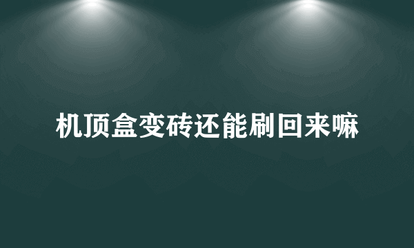 机顶盒变砖还能刷回来嘛