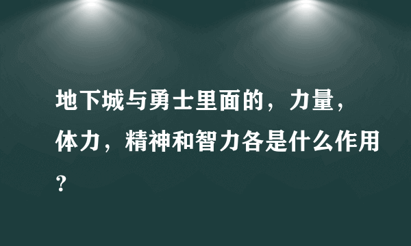 地下城与勇士里面的，力量，体力，精神和智力各是什么作用？