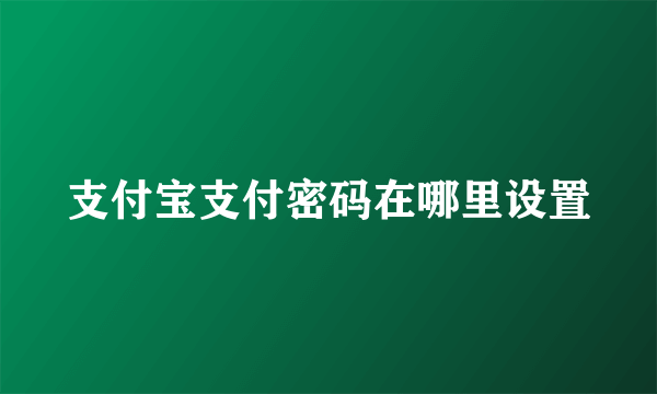 支付宝支付密码在哪里设置