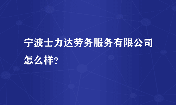 宁波士力达劳务服务有限公司怎么样？