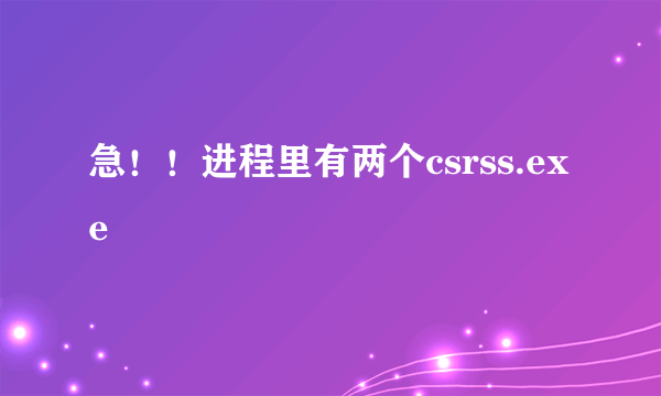 急！！进程里有两个csrss.exe