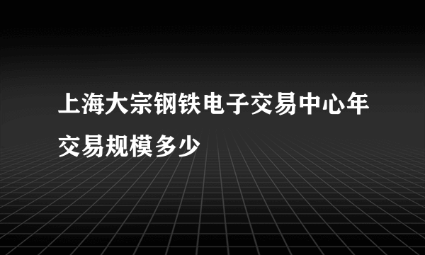 上海大宗钢铁电子交易中心年交易规模多少