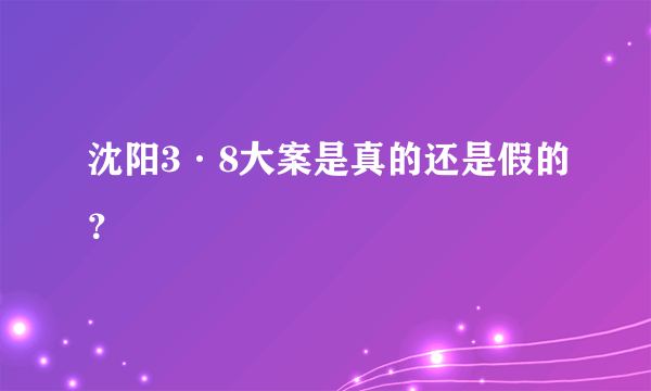 沈阳3·8大案是真的还是假的？