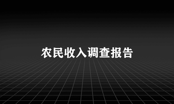 农民收入调查报告