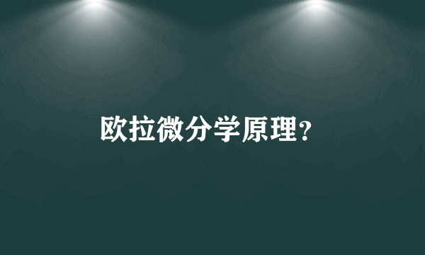 欧拉微分学原理？