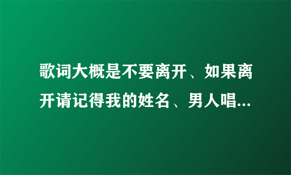 歌词大概是不要离开、如果离开请记得我的姓名、男人唱的、是什么歌？急求