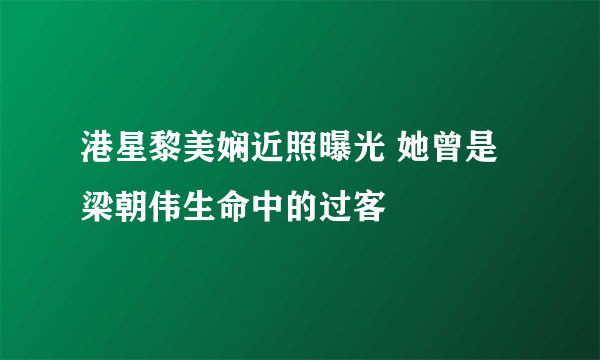 港星黎美娴近照曝光 她曾是梁朝伟生命中的过客