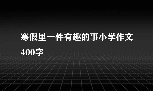 寒假里一件有趣的事小学作文400字