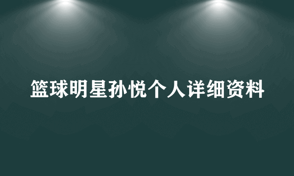 篮球明星孙悦个人详细资料