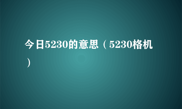 今日5230的意思（5230格机）