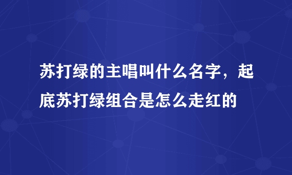 苏打绿的主唱叫什么名字，起底苏打绿组合是怎么走红的