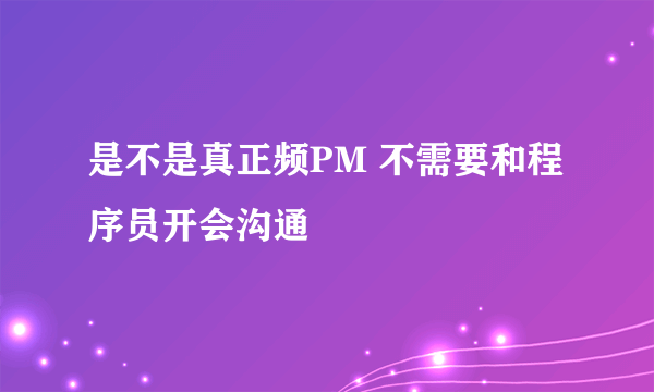 是不是真正频PM 不需要和程序员开会沟通