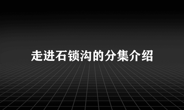 走进石锁沟的分集介绍