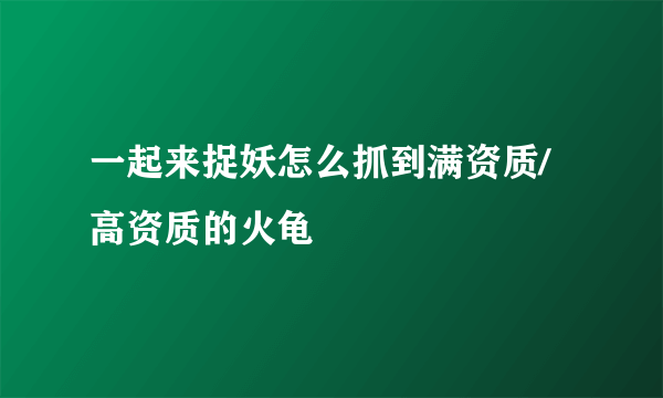 一起来捉妖怎么抓到满资质/高资质的火龟