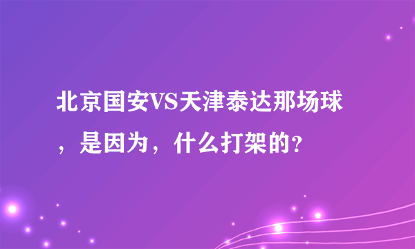 北京国安VS天津泰达那场球，是因为，什么打架的？