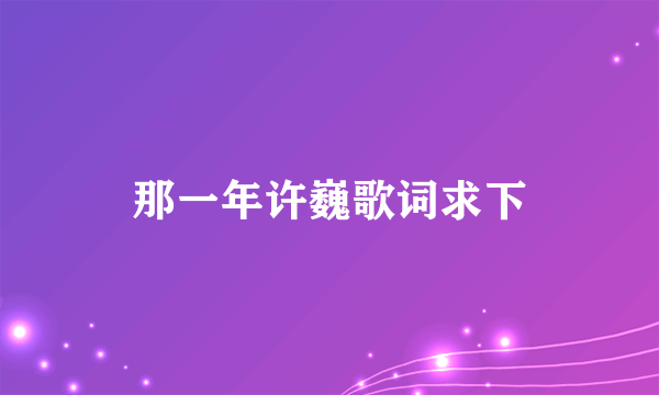 那一年许巍歌词求下