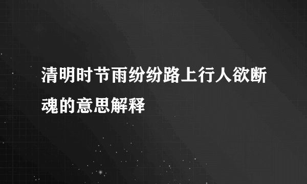 清明时节雨纷纷路上行人欲断魂的意思解释