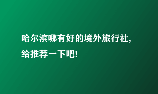 哈尔滨哪有好的境外旅行社,给推荐一下吧!