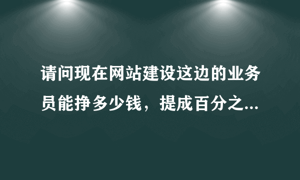 请问现在网站建设这边的业务员能挣多少钱，提成百分之多少底薪多少啊？