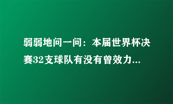 弱弱地问一问：本届世界杯决赛32支球队有没有曾效力于中超的？