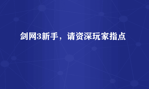 剑网3新手，请资深玩家指点