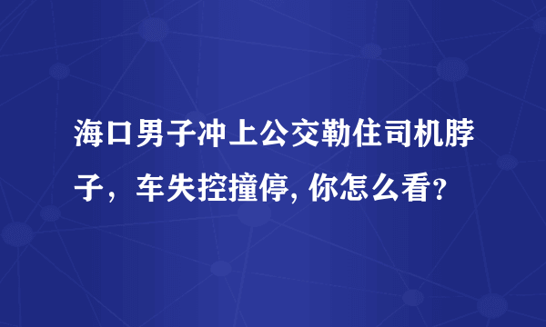 海口男子冲上公交勒住司机脖子，车失控撞停, 你怎么看？