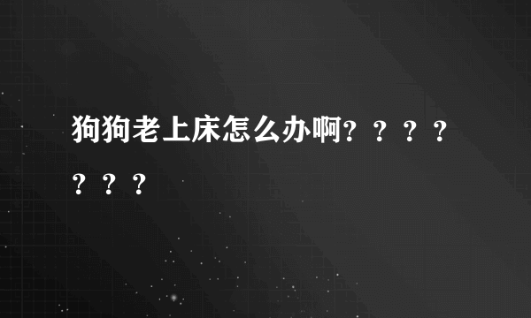 狗狗老上床怎么办啊？？？？？？？