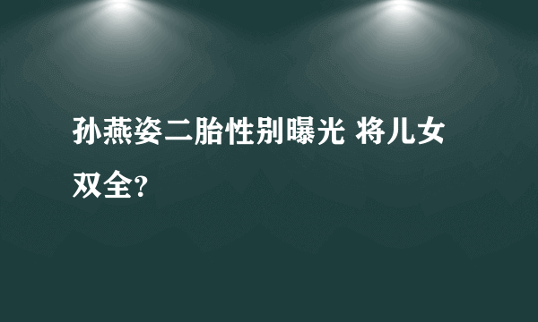 孙燕姿二胎性别曝光 将儿女双全？